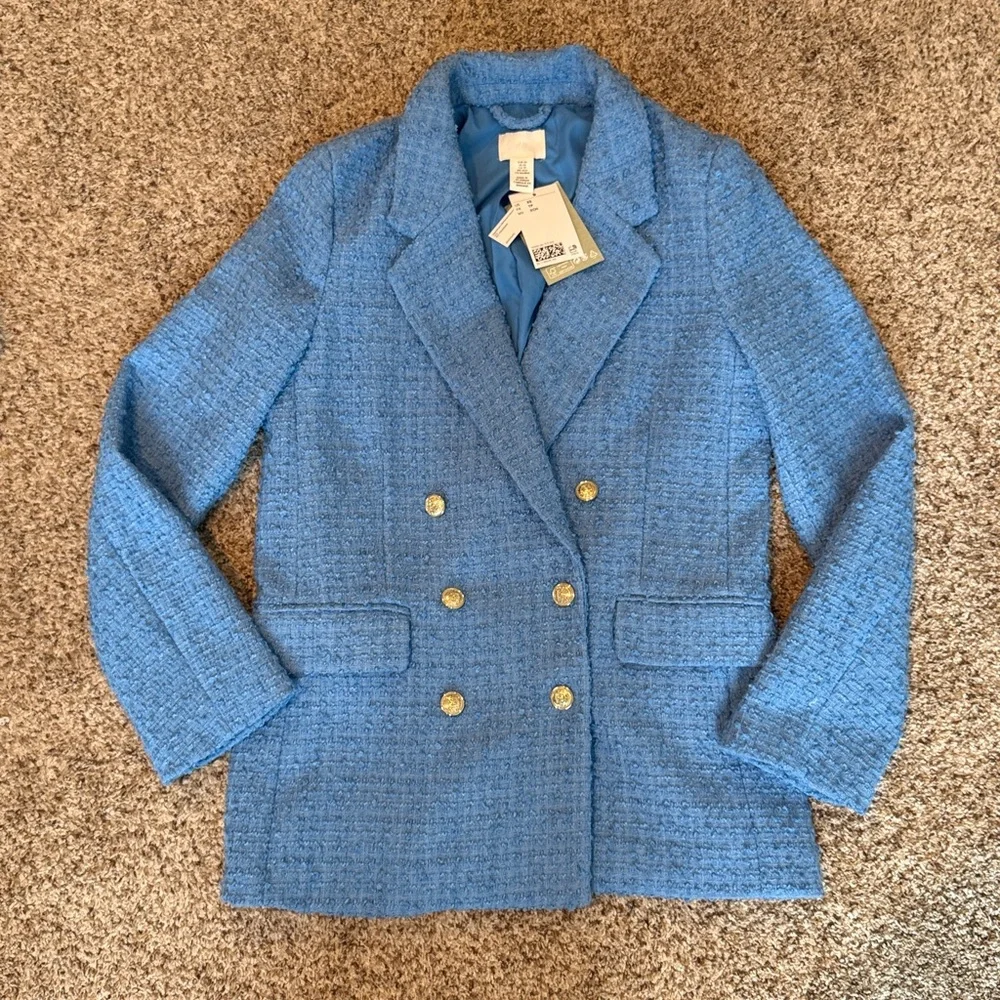 NWT Blue Tweed Blazer Skirt Set - Picture 2 of 6